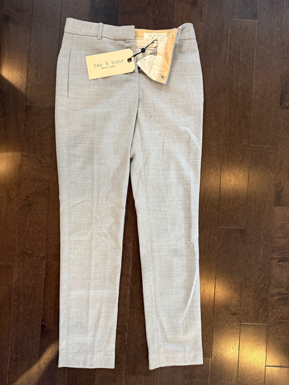 rag & bone Light Gray Straight-Leg Dress Trousers